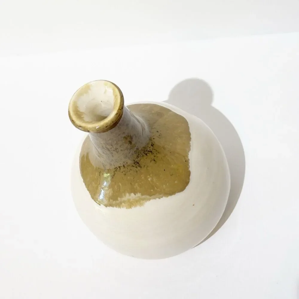 Hand Thrown Art Pottery Weed Vase Bud Earth Tones Artist Signed Eclectic Boho